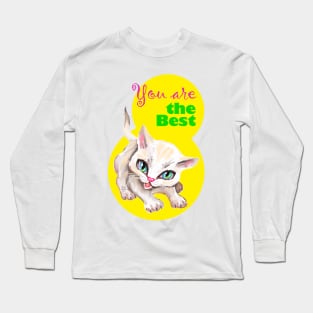 Sweet cute white kitten best friend. Love you cat. Long Sleeve T-Shirt